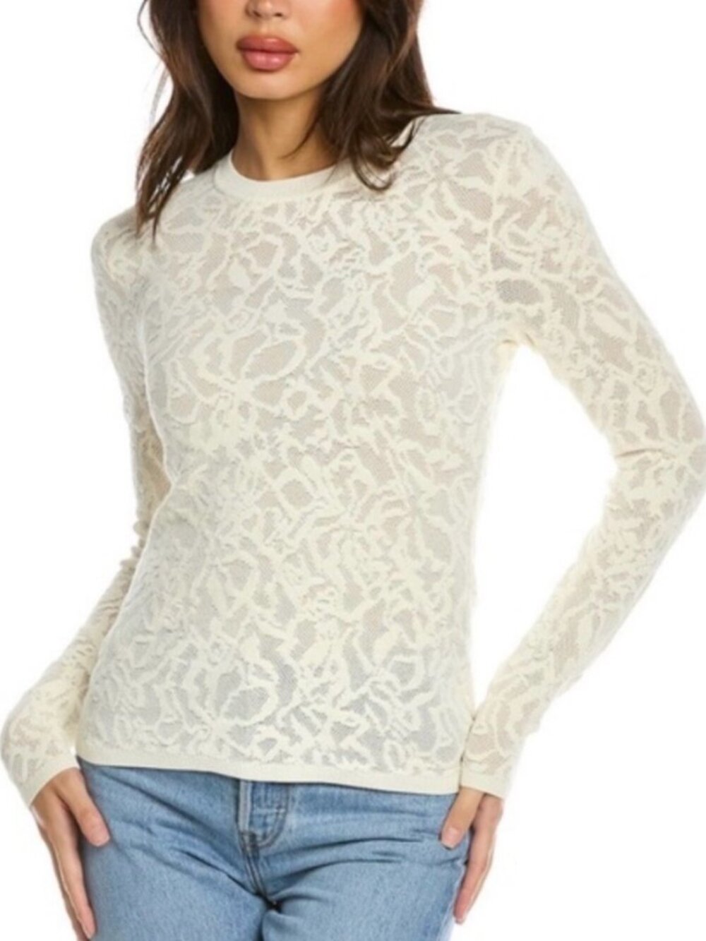rag & bone Perry Lace Top Long Sleeve Off White Size XS